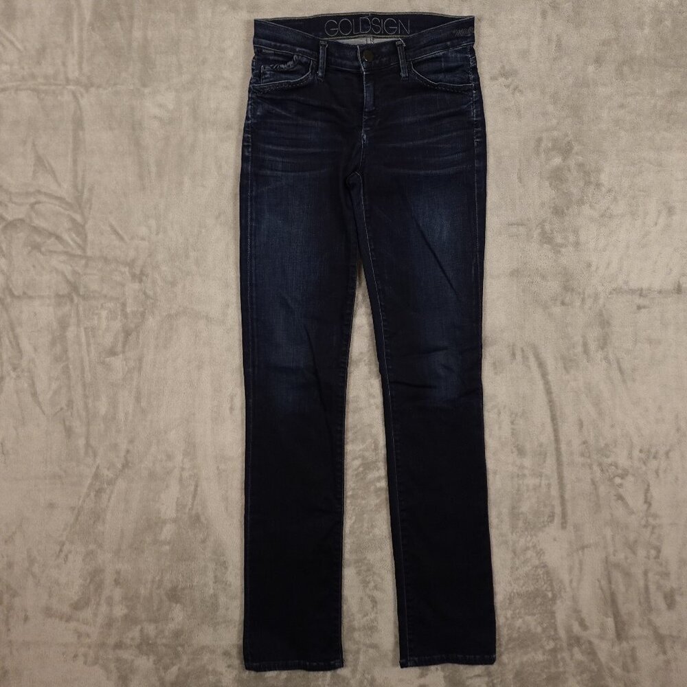 Goldsign jeans mid rise skinny women's 27‎ dark indigo blue USA made